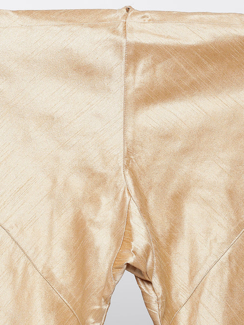 Vastramay Silk Blend Rose Gold and Blue Baap Beta Jacket Kurta Pyjama set